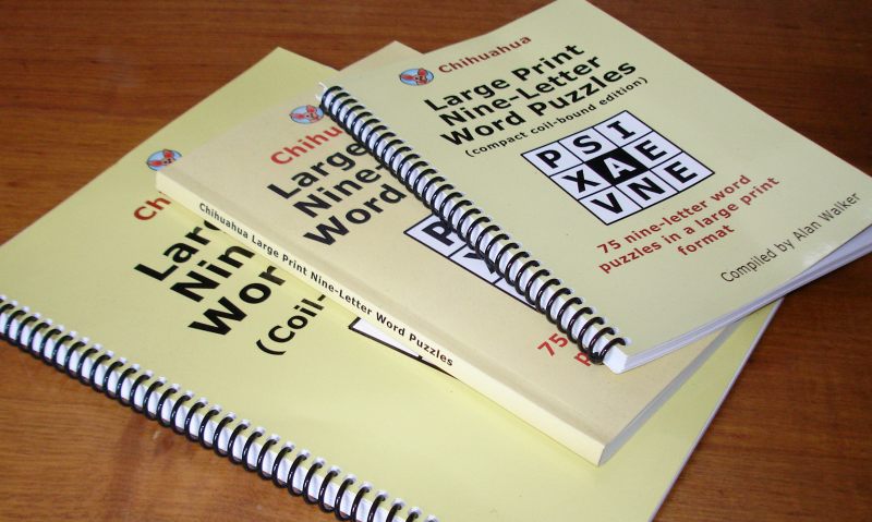 Large print Chihuahua puzzle books in three different formats