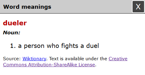 Word definition display